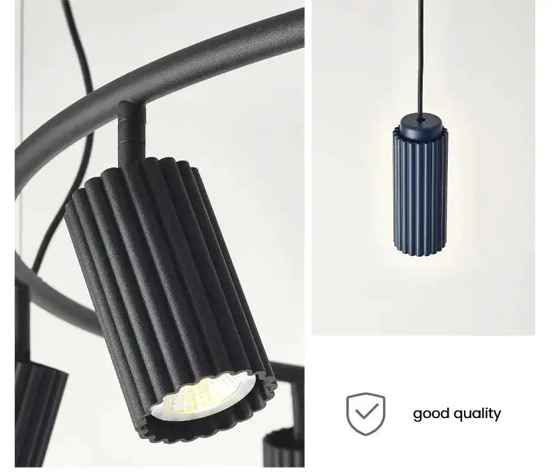 Chandelier Decorbites donna circle black ribbed pendants for dining room kitchen on Tampa Home & Garden Store