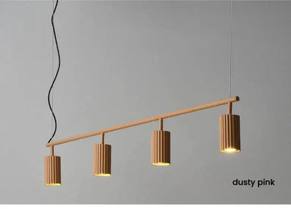 Chandelier Decorbites donna circle natural wood ribbed cylindrical shades on a linear bar on Tampa Home & Garden Store