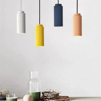 Chandelier donna circle pendant lights ribbed white yellow navy peach Decorbites on Tampa Home & Garden Store