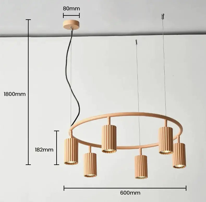 Chandelier Modern natural wood Donna circle chandelier by Decorbites with ribbed pendants on a ring on Tampa Home & Garden Store