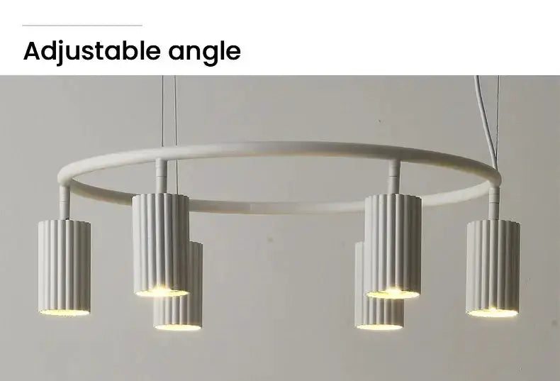 Donna circle chandelier in natural wood with five ribbed gray pendant lights by Decorbites on Tampa Home & Garden Store