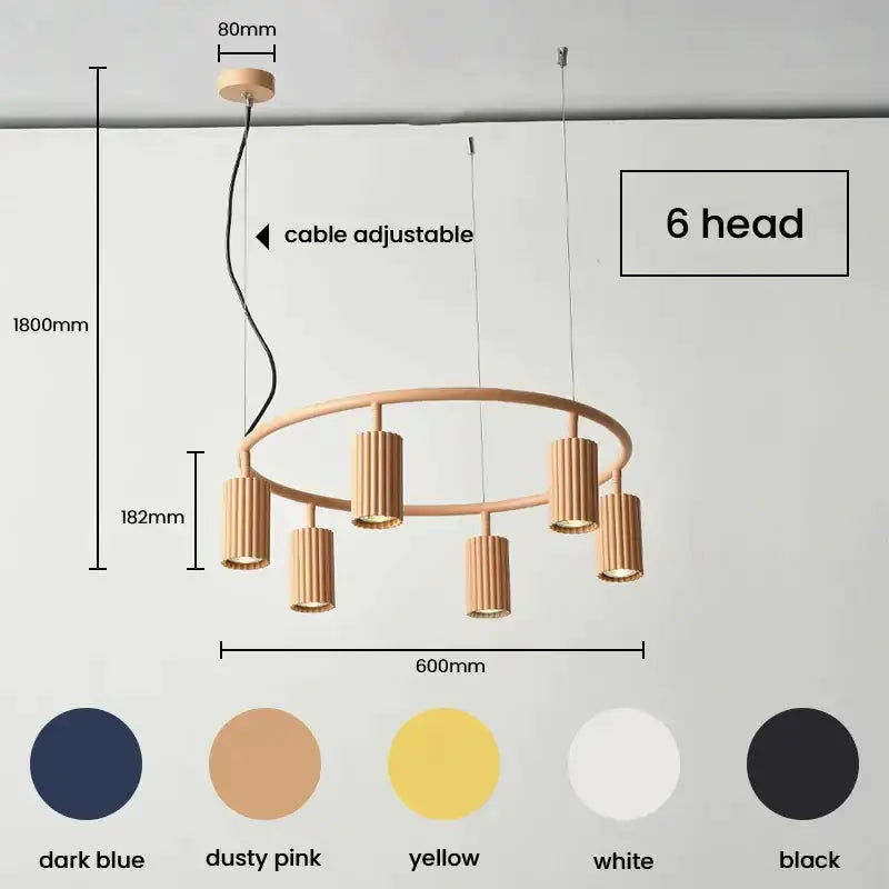 Natural wood donna circle chandelier by Decorbites with 6 pendants circular ring on Tampa Home & Garden Store