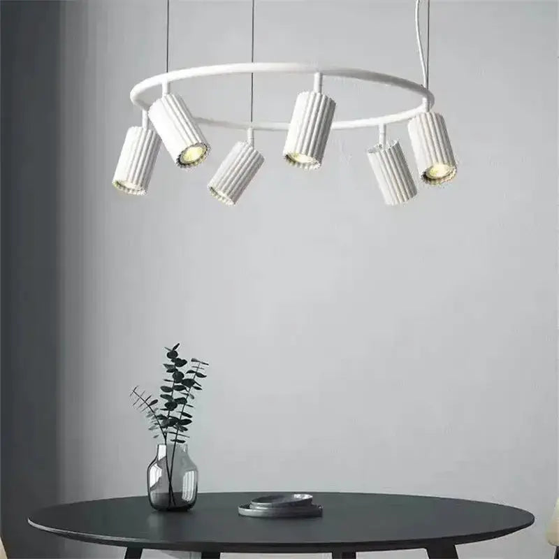 Donna circle chandelier by Decorbites, modern white ring with six spotlights for dining room on Tampa Home & Garden Store
