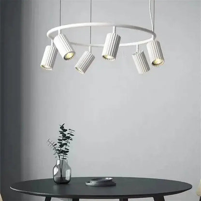 Donna circle chandelier by Decorbites, modern white ring with six spotlights for dining room on Tampa Home & Garden Store