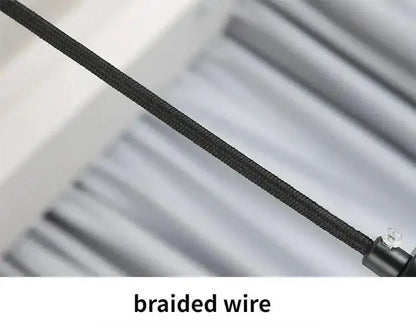 Chandelier with black braided wire and small LED bulb detail Decorbites on Tampa Home & Garden Store