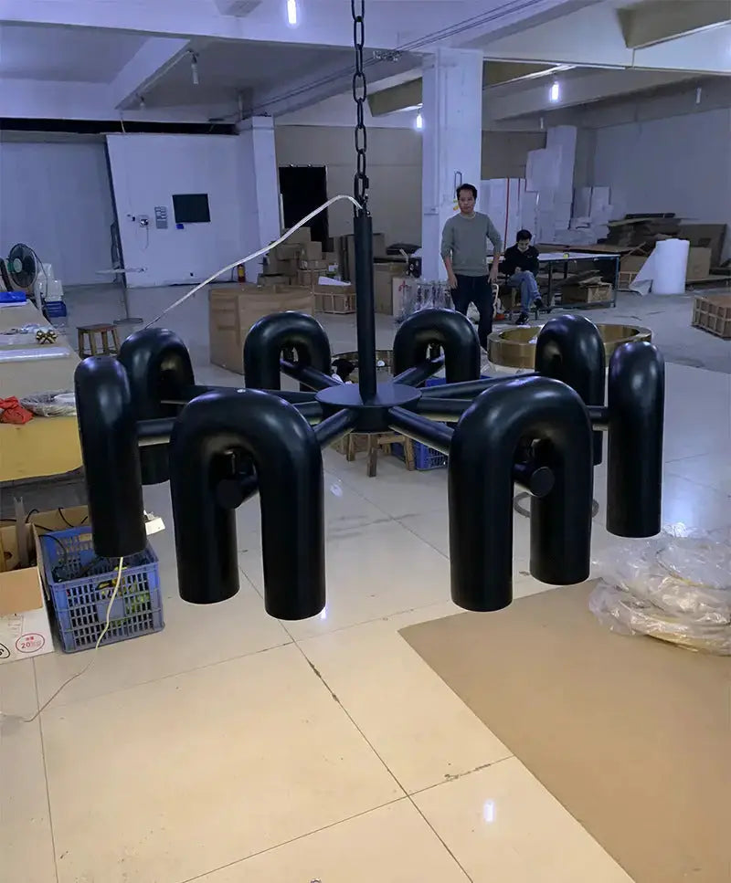 Chandelier Decorbites modern U-shaped LED ceiling pendant light, black tubular arms on Tampa Home & Garden Store