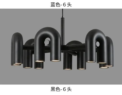 Blue U-Shape Ceiling Light chandelier by Decorbites, six-head U-shaped tubes on Tampa Home & Garden Store