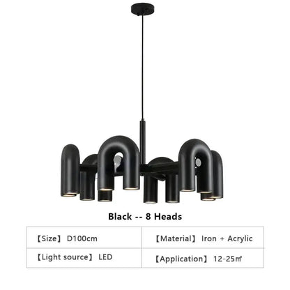 Chandelier Decorbites black eight-head U-shaped LED ceiling light on Tampa Home & Garden Store