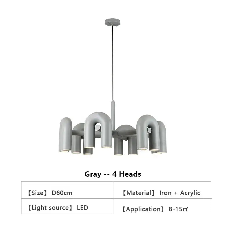 Gray U-Shape chandelier with 4 LED heads by Decorbites on Tampa Home & Garden Store