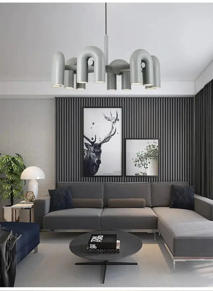Chandelier Decorbites modern U-shaped LED ceiling pendant light for living room gray finish on Tampa Home & Garden Store