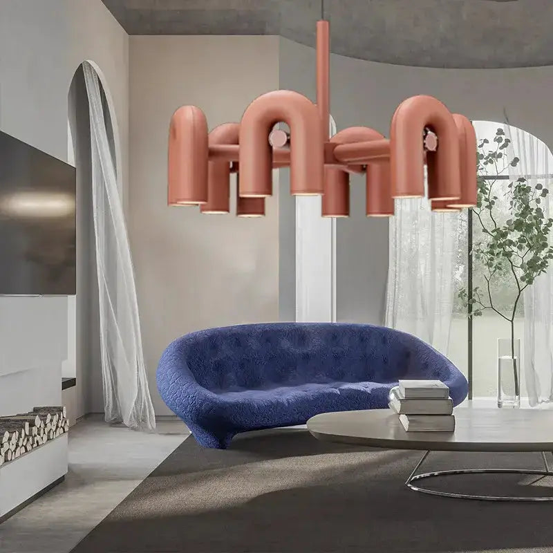 Chandelier Modern red U-shaped LED ceiling pendant light for living room on Tampa Home & Garden Store