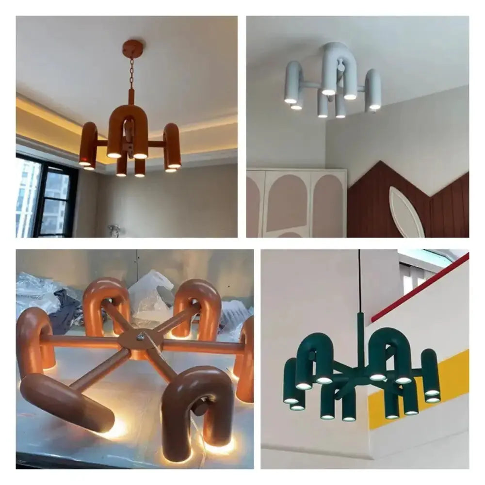 Modern U-shaped LED chandelier collage in multiple color variants Decorbites on Tampa Home & Garden Store