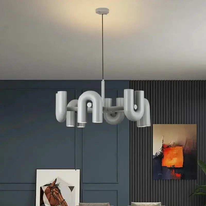 Chandelier Decorbites modern red U-shape LED ceiling pendant light with curved tubes on Tampa Home & Garden Store