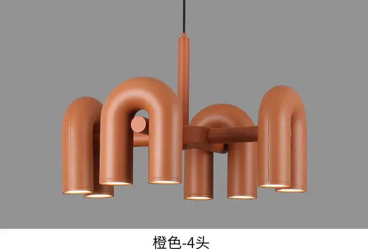 Blue U-Shape Ceiling Light chandelier with multiple curved tubular arms by Decorbites on Tampa Home & Garden Store