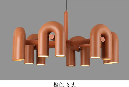 Blue U-Shape Ceiling Light chandelier 6-head orange finish Decorbites on Tampa Home & Garden Store