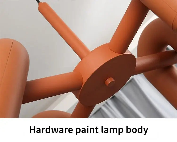 Blue U-Shape Ceiling Light chandelier with orange hardware-painted body on Tampa Home & Garden Store