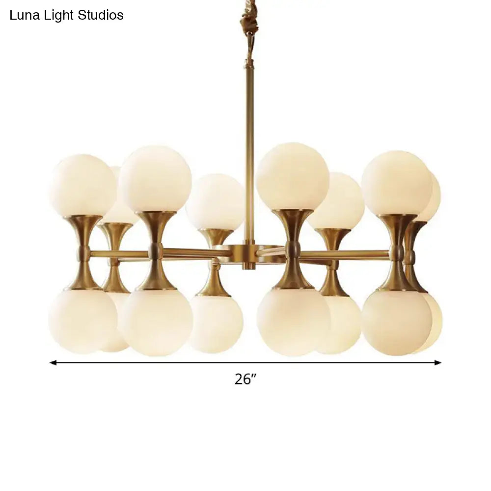 Brass globe chandelier with eight frosted glass globes, 26-inch wide Decorbites on Tampa Home & Garden Store