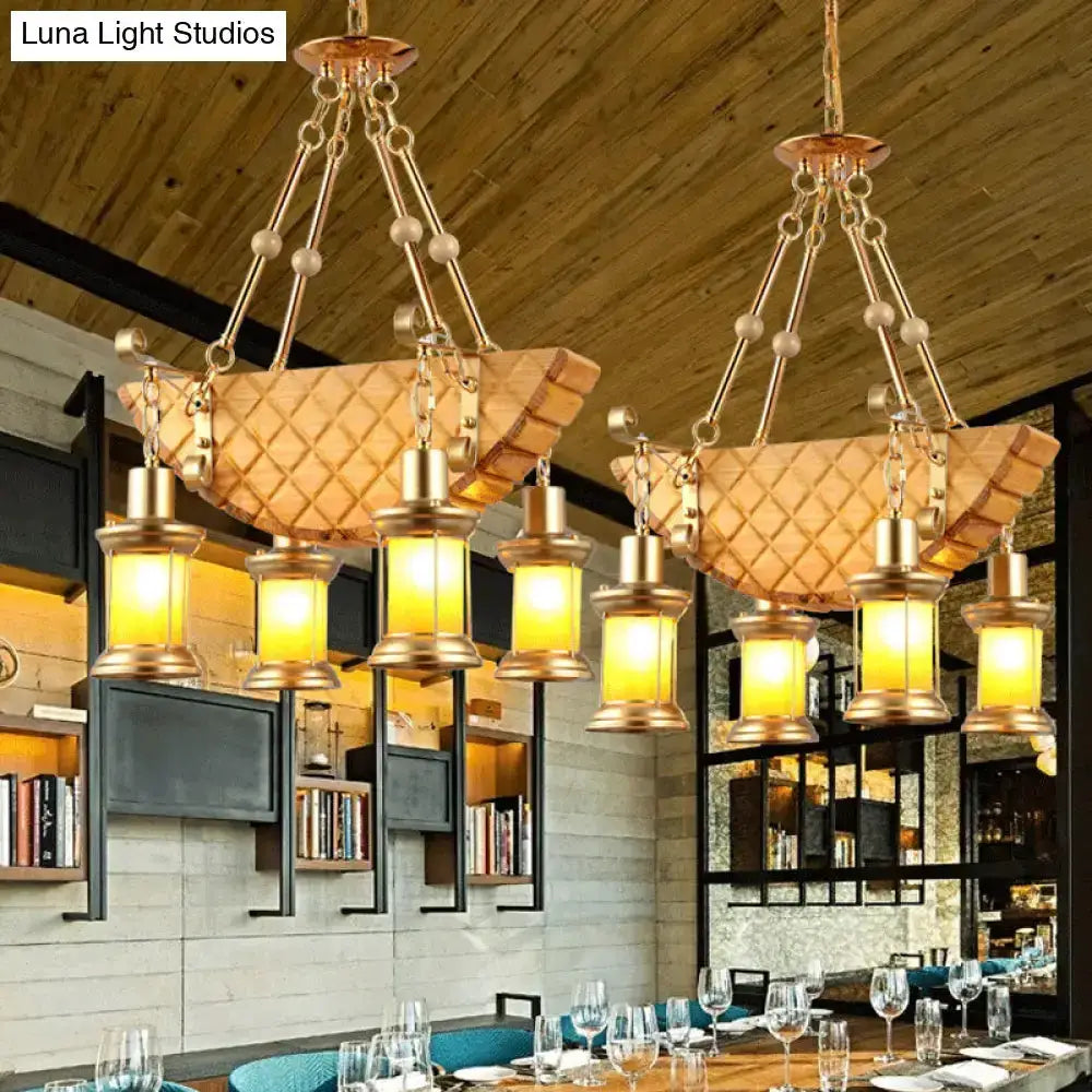 Vintage gold woven pendant light pair with orange glass lanterns for kitchen on Tampa Home & Garden Store
