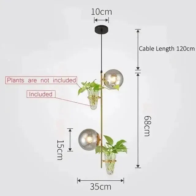 Modern black pendant planter light with glass globes by Decorbites, ceiling fixture on Tampa Home & Garden Store