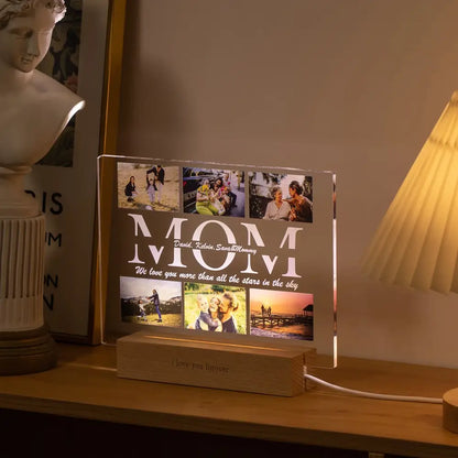 Custom Acrylic Photo Lamp With Led And Wood Base