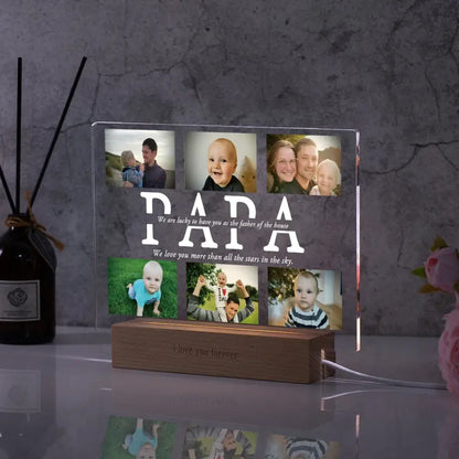 Custom Acrylic Photo Lamp With Led And Wood Base