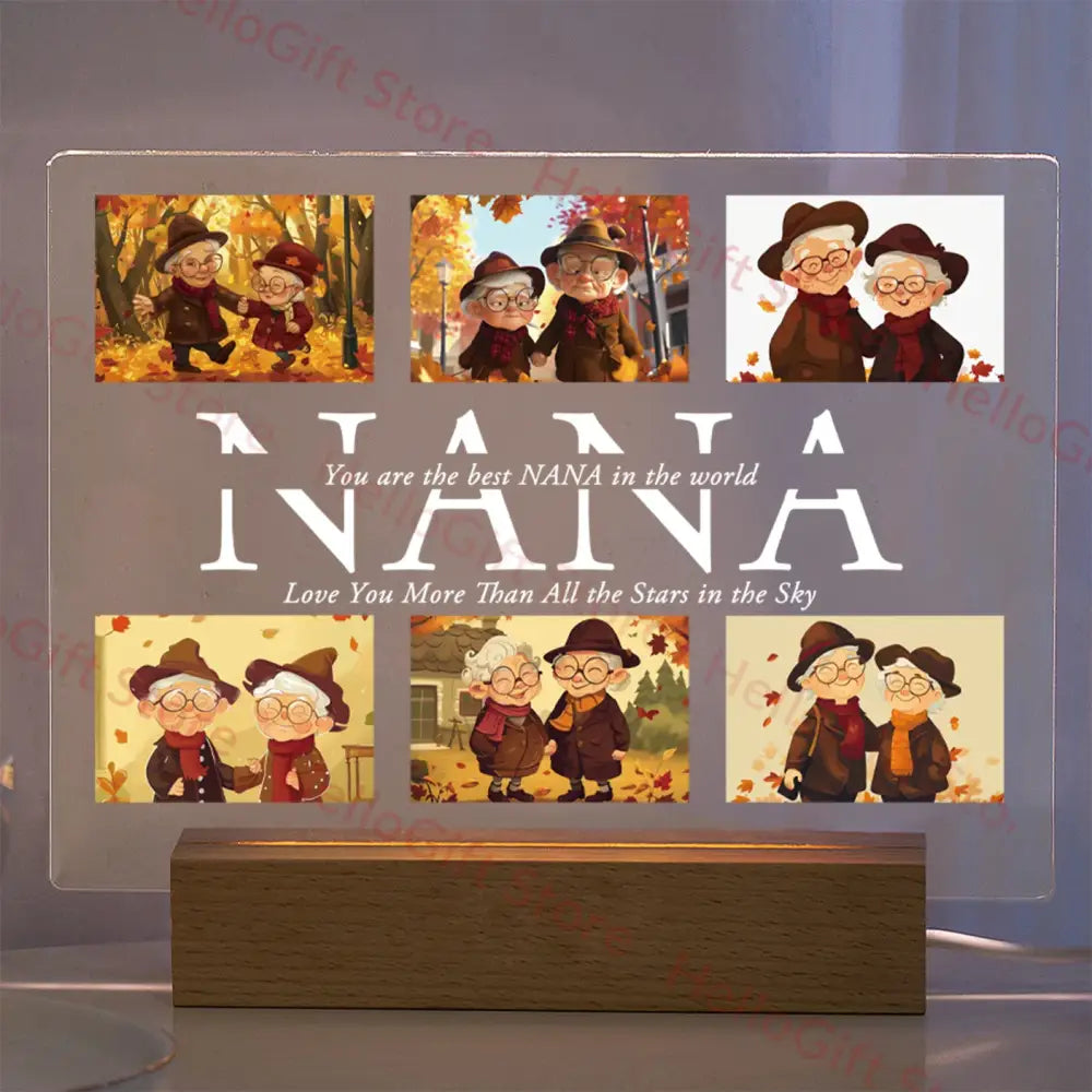 Custom Acrylic Photo Lamp With Led And Wood Base