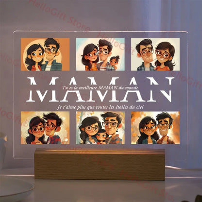 Custom Acrylic Photo Lamp With Led And Wood Base