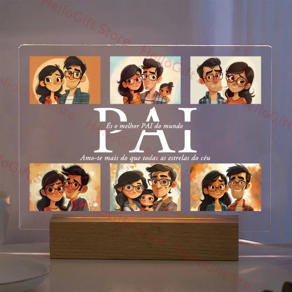 Custom Acrylic Photo Lamp With Led And Wood Base