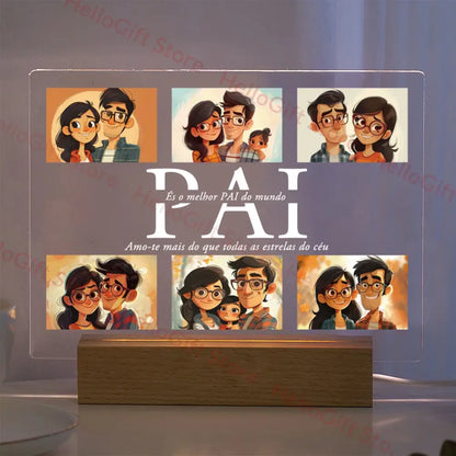 Custom Acrylic Photo Lamp With Led And Wood Base