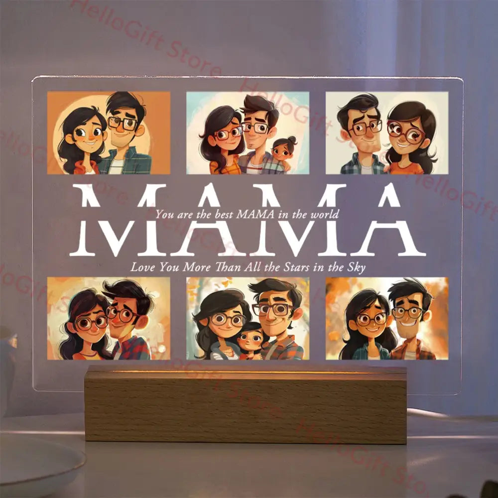 Custom Acrylic Photo Lamp With Led And Wood Base