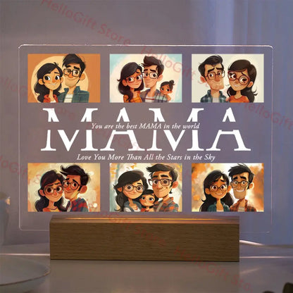 Custom Acrylic Photo Lamp With Led And Wood Base