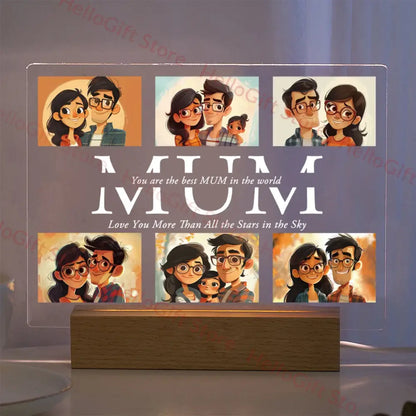 Custom Acrylic Photo Lamp With Led And Wood Base