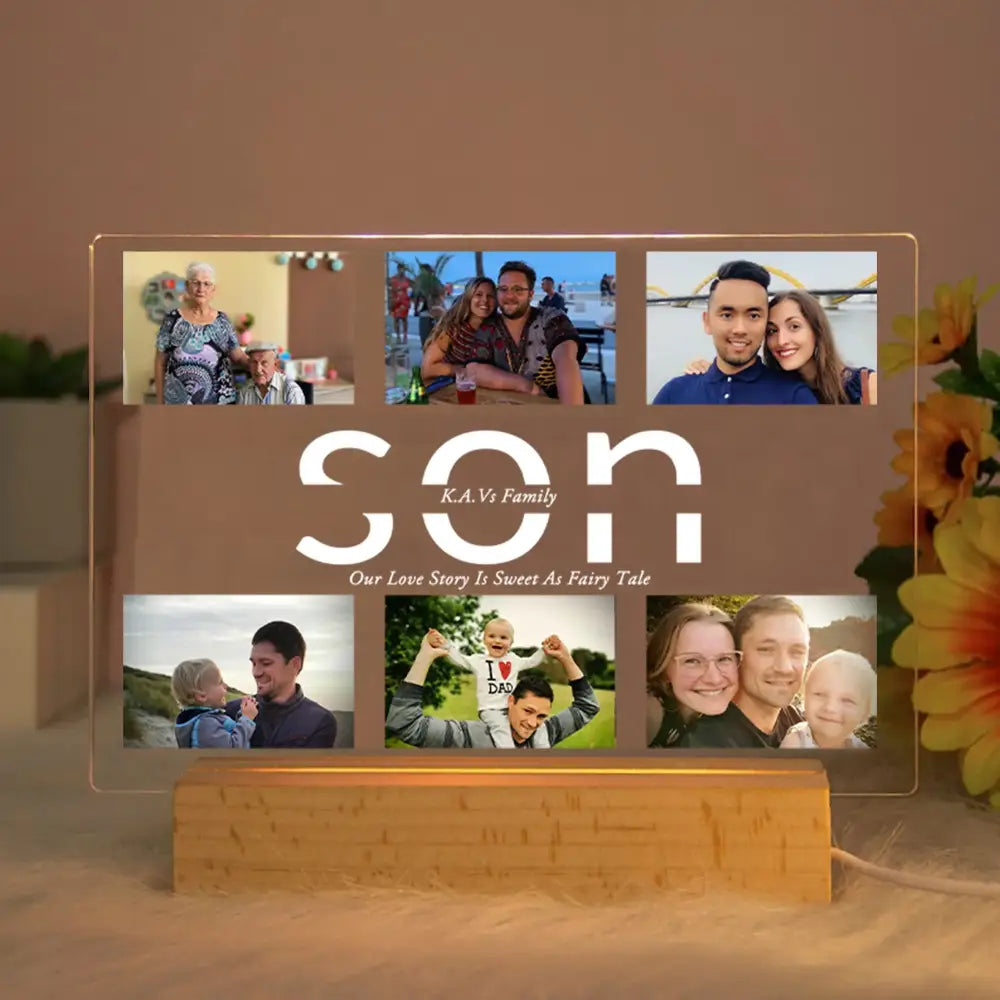 Custom Acrylic Photo Lamp With Led And Wood Base