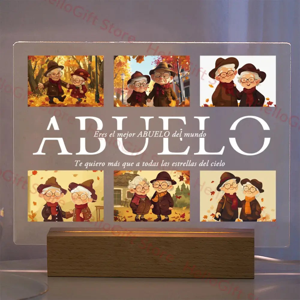 Custom Acrylic Photo Lamp With Led And Wood Base