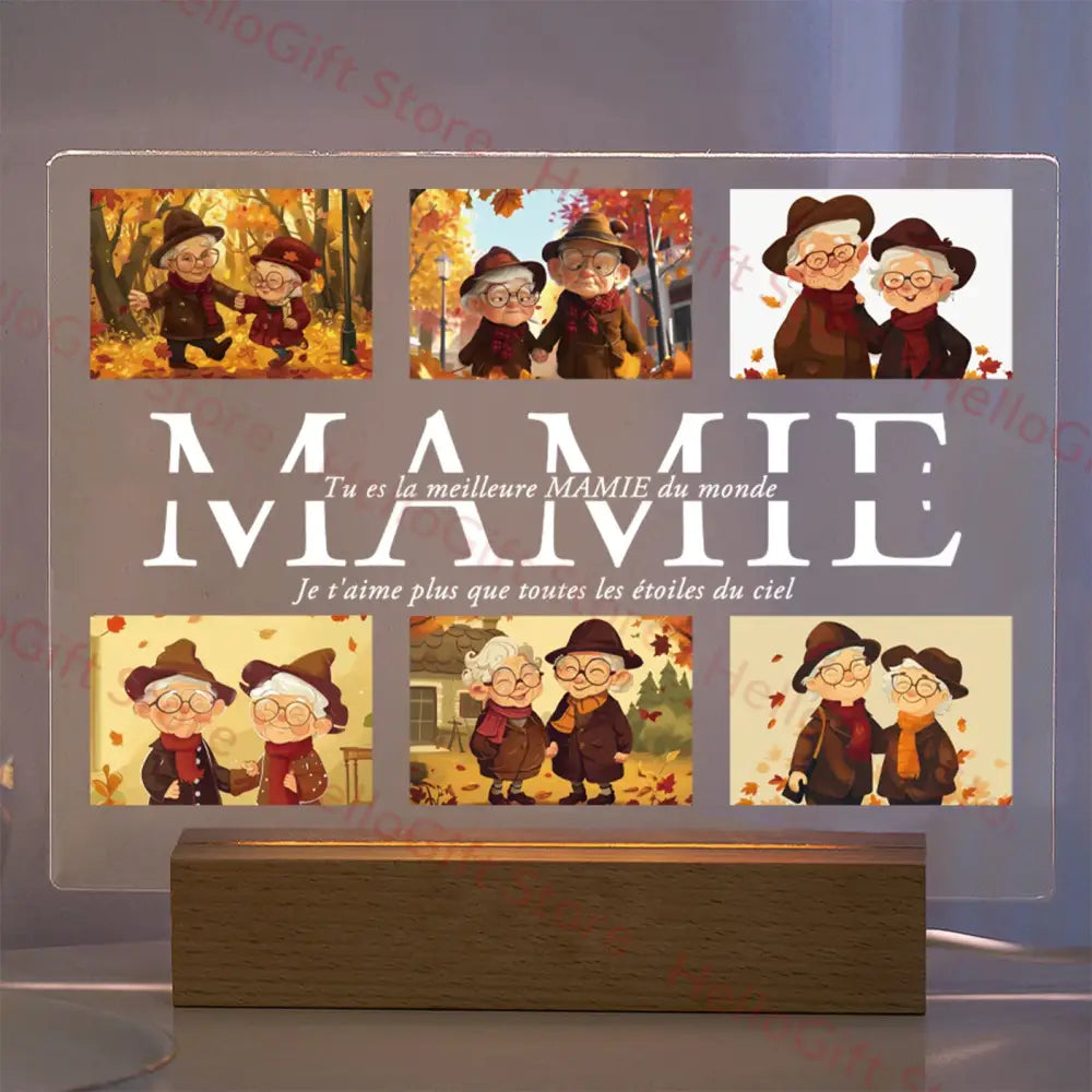 Custom Acrylic Photo Lamp With Led And Wood Base