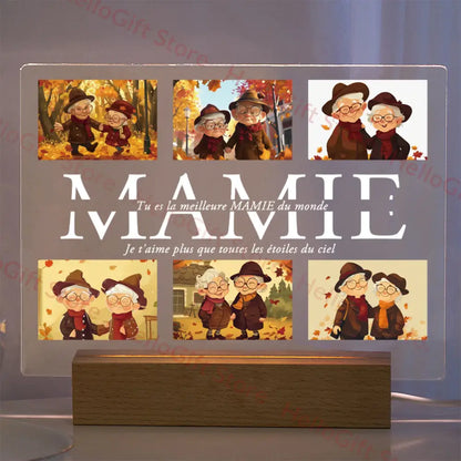 Custom Acrylic Photo Lamp With Led And Wood Base