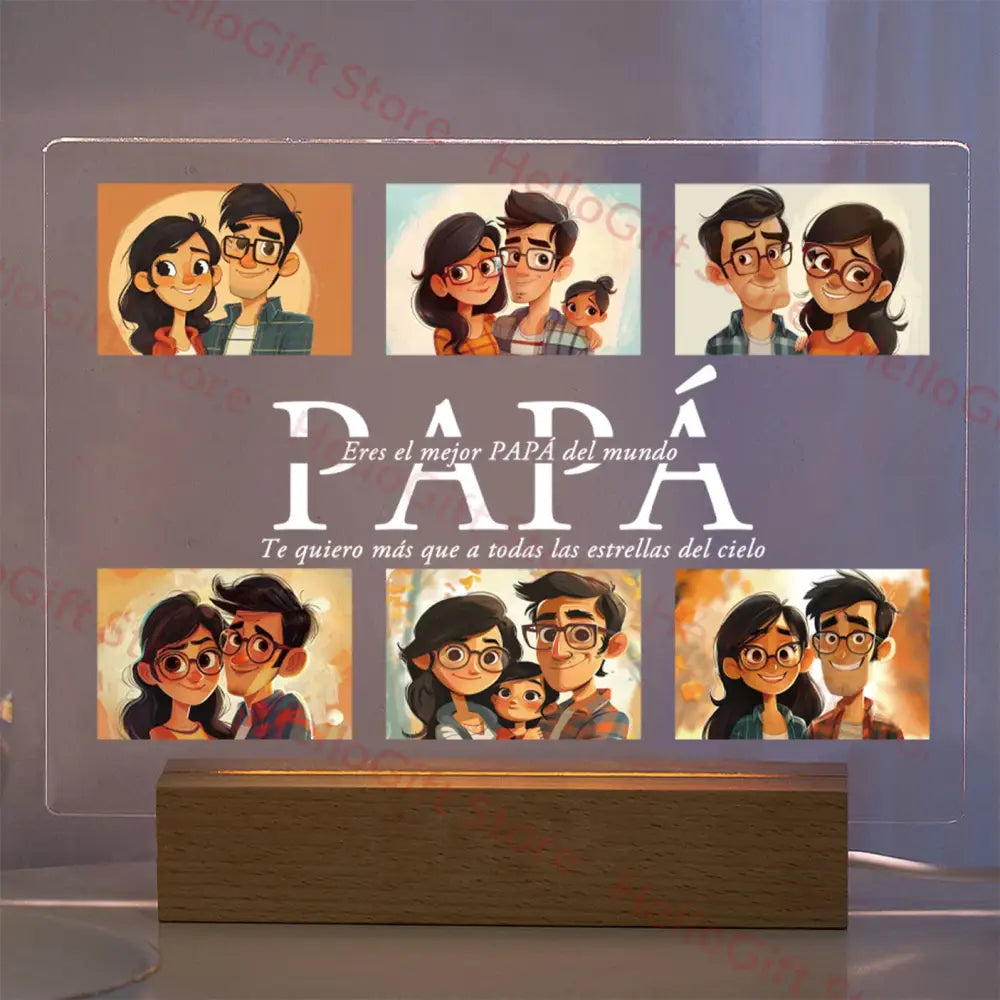 Custom Acrylic Photo Lamp With Led And Wood Base