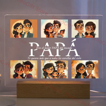 Custom Acrylic Photo Lamp With Led And Wood Base