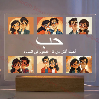 Custom Acrylic Photo Lamp With Led And Wood Base