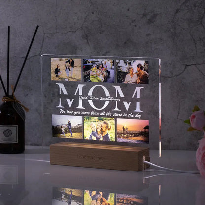 Custom Acrylic Photo Lamp With Led And Wood Base