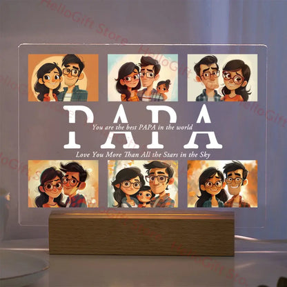 Custom Acrylic Photo Lamp With Led And Wood Base