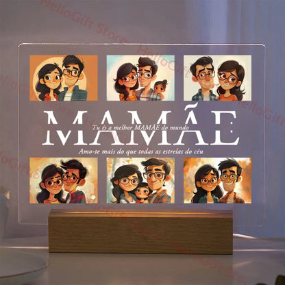 Custom Acrylic Photo Lamp With Led And Wood Base