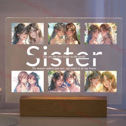 Custom Acrylic Photo Lamp With Led And Wood Base