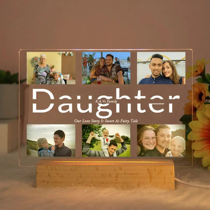 Custom Acrylic Photo Lamp With Led And Wood Base