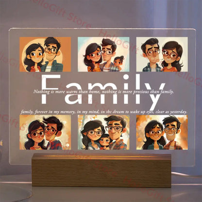Custom Acrylic Photo Lamp With Led And Wood Base