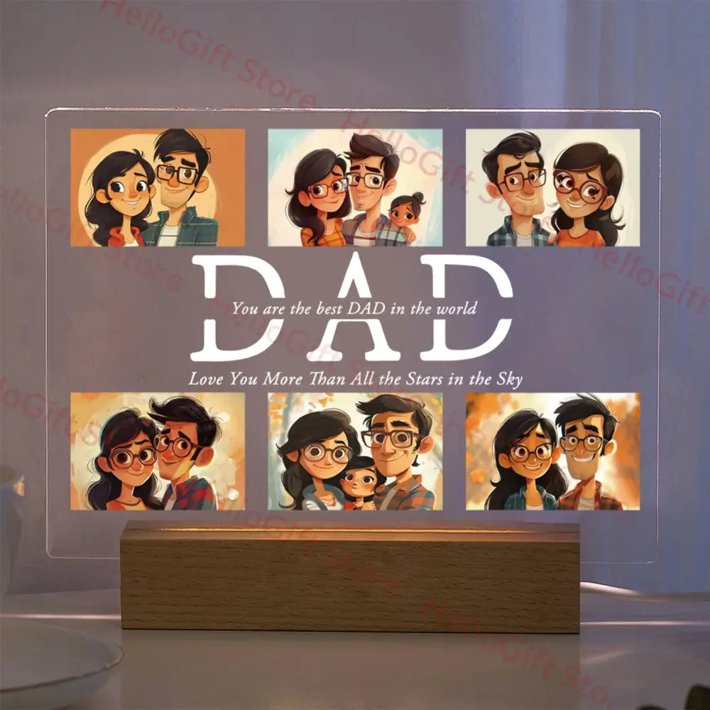 Custom Acrylic Photo Lamp With Led And Wood Base