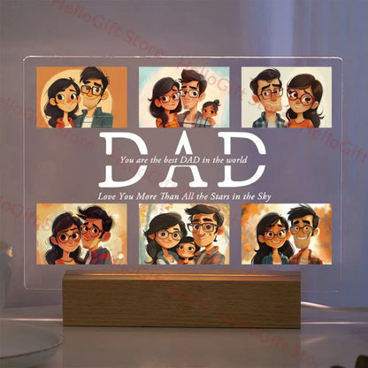 Custom Acrylic Photo Lamp With Led And Wood Base