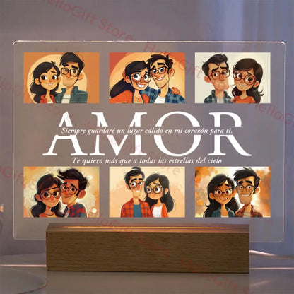 Custom Acrylic Photo Lamp With Led And Wood Base