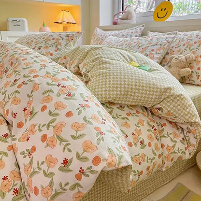 Soft Floral Satin Bedding Set and a Rose Print