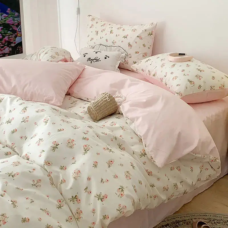 Soft Floral Satin Bedding Set and a Rose Print